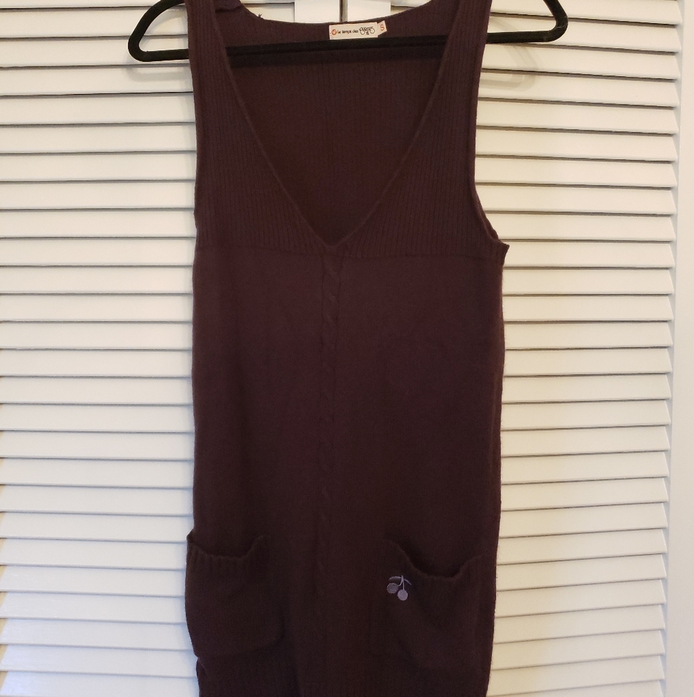 Le Temps des Cerises Sweater Dress Brown SZ S w/ Pocket Details
